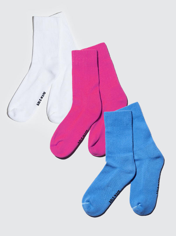Able Made organic cotton Crew Sock 3-pack. Sustainable and made in the U.S.A.
