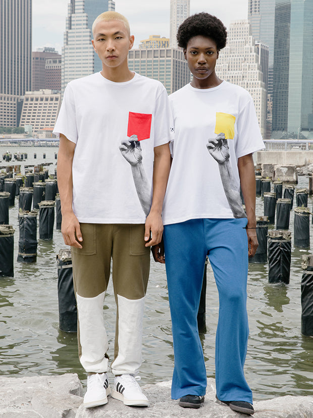 ABLE MADE Ramos Yellow Card Tee. Certified organic cotton and TENCEL tshirt, made in the USA.