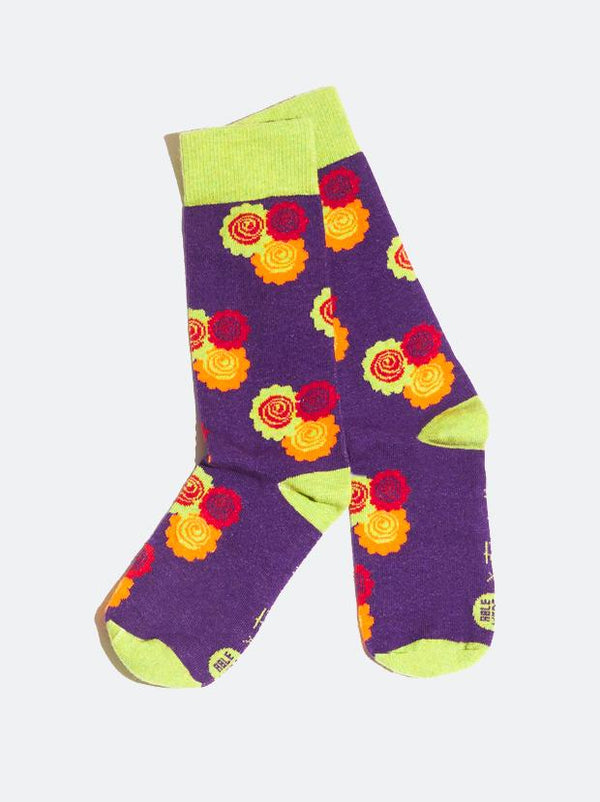 Able Made Frida Kahlo Flowers cotton socks. Made in the U.S.A.