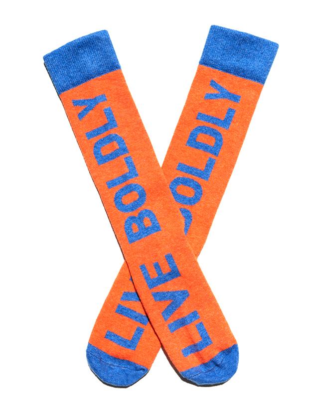 Able Made cotton Live Boldly Socks. Made in the U.S.A.